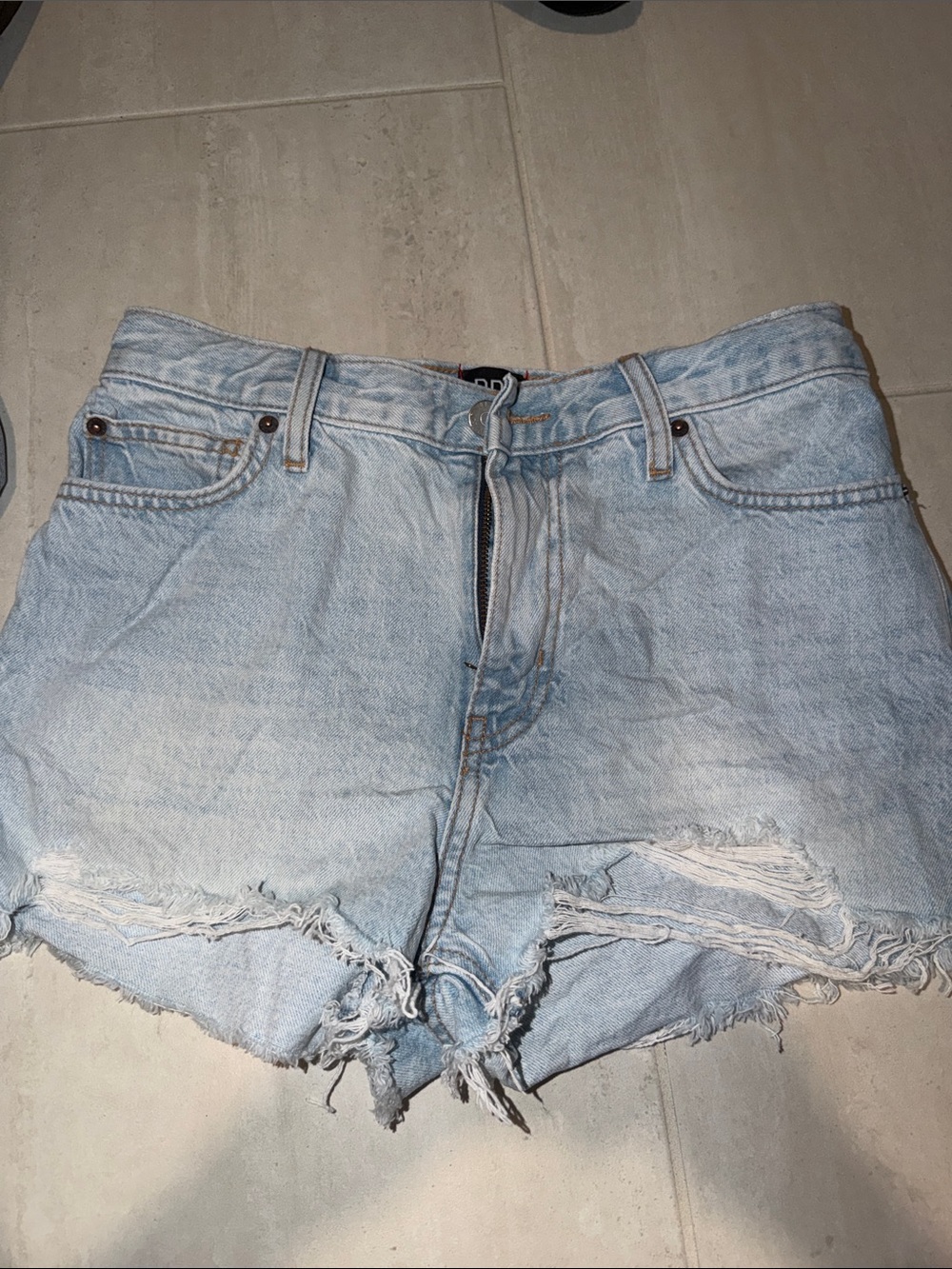 BDG Light Wash Distressed Denim Shorts